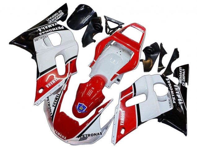 1998-2002 Yamaha YZF 600 R6 Motorcycle Fairings - White Red Black Petronas Yamalube 50th Canada for Sale
