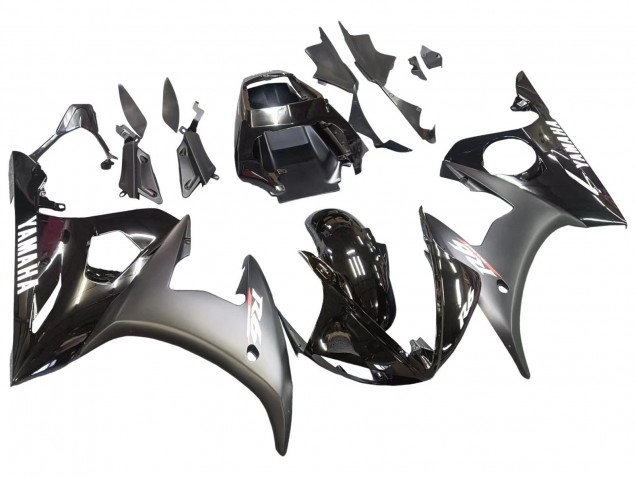 2003-2004 Yamaha YZF R6 Motorcycle Fairings - Glossy Black Matte Black White Decals Canada for Sale