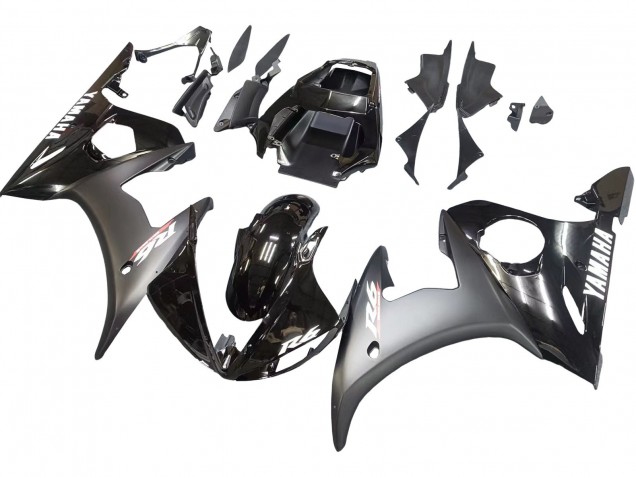 2003-2004 Yamaha YZF R6 Motorcycle Fairings - Glossy Black Matte Black White Decals Canada for Sale