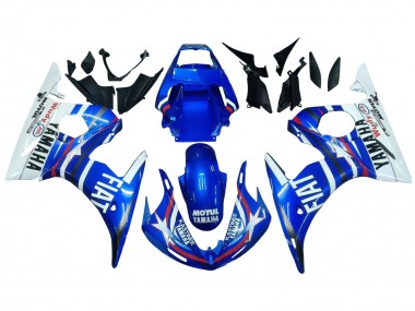2003-2004 Yamaha YZF R6 Motorcycle Fairings - White Blue Fiat Motul Kastinee Canada for Sale
