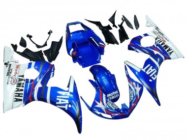 2006-2009 Yamaha YZF R6S Motorcycle Fairings - White Blue Fiat Motul Kastinee Canada for Sale