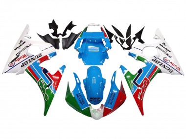 2006-2009 Yamaha YZF R6S Motorcycle Fairings - White Blue Green Red Kastinee Dunlop Motul Canada for Sale