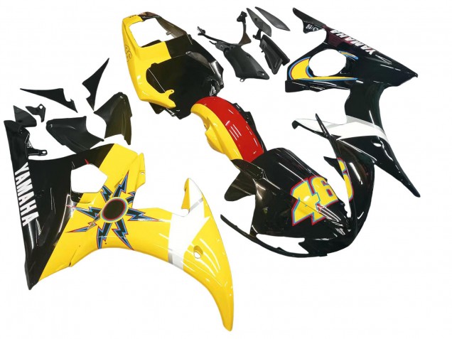 2003-2004 Yamaha YZF R6 Motorcycle Fairings - Yellow Red Glossy Black 46 Canada for Sale
