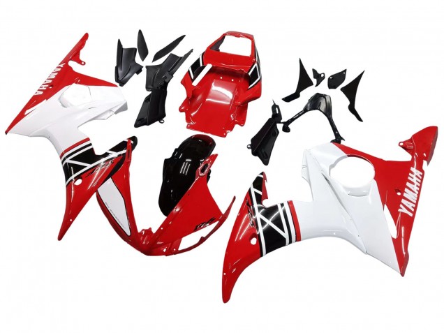 2006-2009 Yamaha YZF R6S Motorcycle Fairing - White Red Glossy Black Canada for Sale