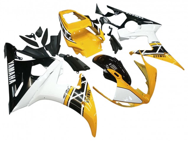 2006-2009 Yamaha YZF R6S Motorcycle Fairings - Yellow White Glossy Black Canada for Sale