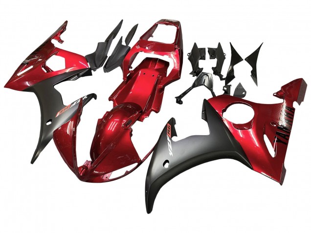 2003-2004 Yamaha YZF R6 Motorcycle Fairing Kits - Red Matte Black Canada for Sale