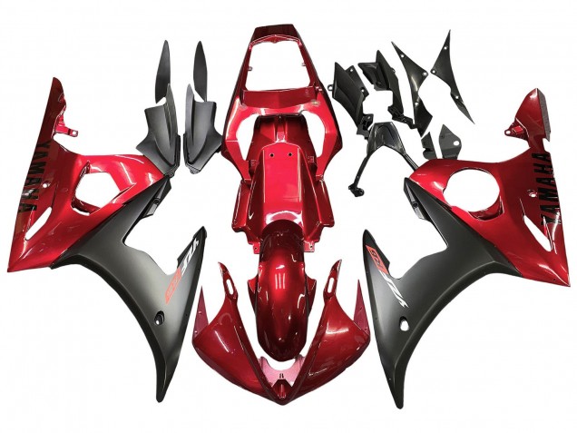 2003-2004 Yamaha YZF R6 Motorcycle Fairing Kits - Red Matte Black Canada for Sale