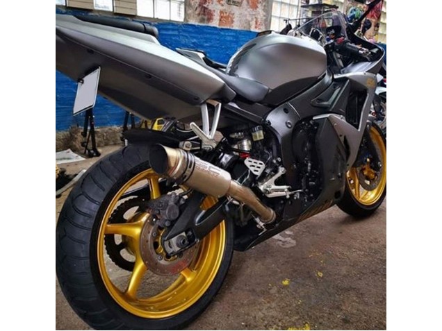 2003-2004 Yamaha YZF R6 Motorcycle Fairings - Matte Grey Matte Black Gold Decals Canada for Sale
