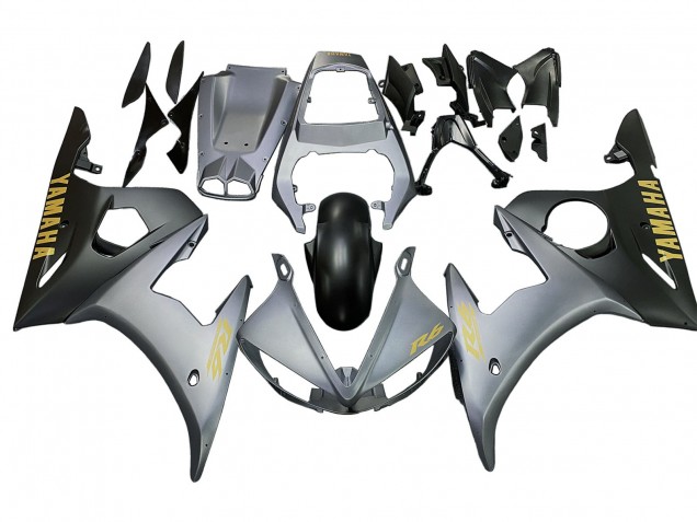 2006-2009 Yamaha YZF R6S Motorcycle Fairings - Matte Grey Matte Black Gold Decals Canada for Sale