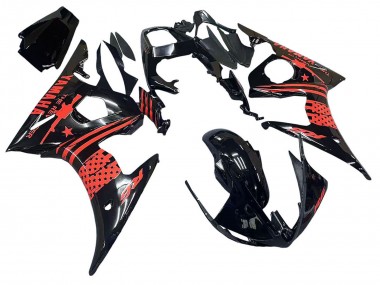 2003-2004 Yamaha YZF R6 Motorcycle Fairing - Glossy Black Red Canada for Sale