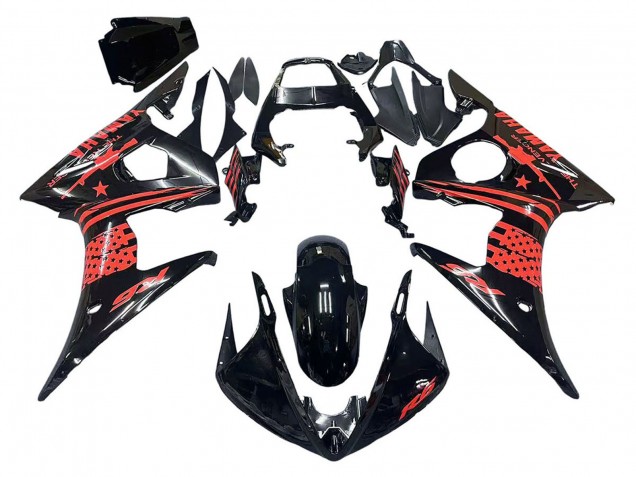 2003-2004 Yamaha YZF R6 Motorcycle Fairing - Glossy Black Red Canada for Sale