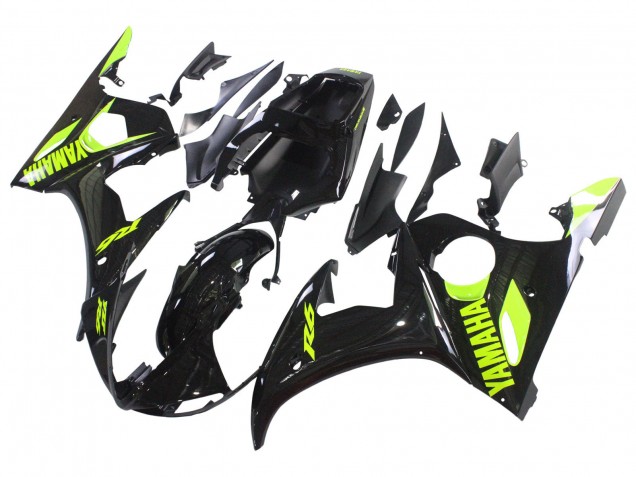 2003-2004 Yamaha YZF R6 Motorcycle Fairings - Glossy Black Neon Yellow Canada for Sale