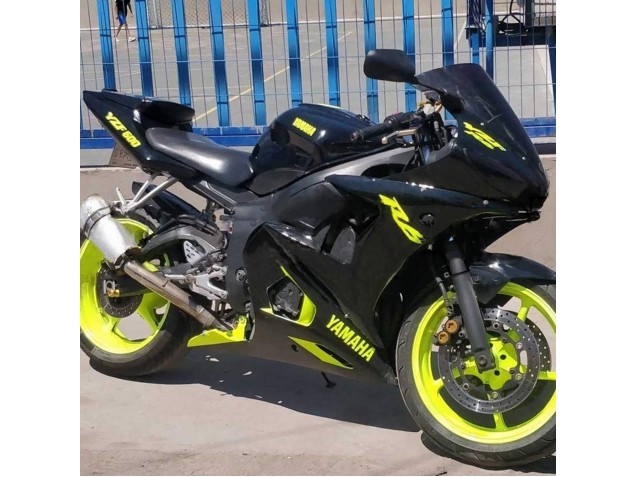 2003-2004 Yamaha YZF R6 Motorcycle Fairings - Glossy Black Neon Yellow Canada for Sale