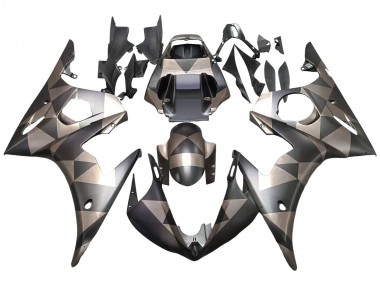 2006-2009 Yamaha YZF R6S Motorcycle Fairings - Grey Matte Black Geometric Canada for Sale