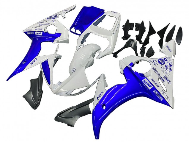 2006-2009 Yamaha YZF R6S Motorcycle Fairings - White Blue GYTR Canada for Sale