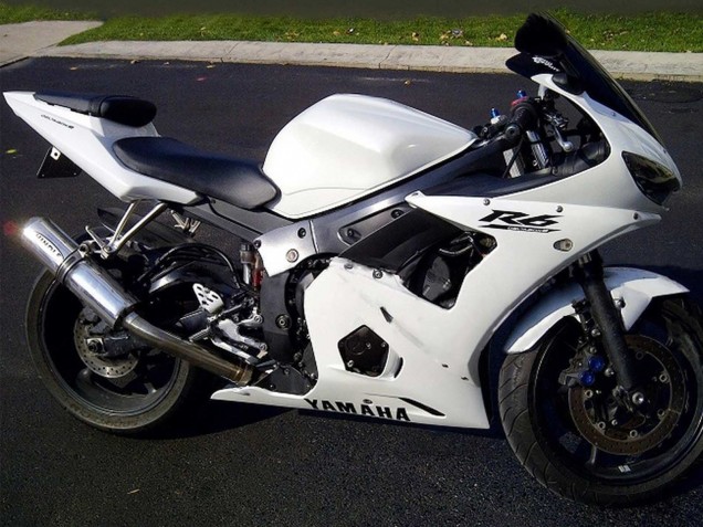 2006-2009 Yamaha YZF R6S Motorcycle Fairings - White Black Decals Canada for Sale