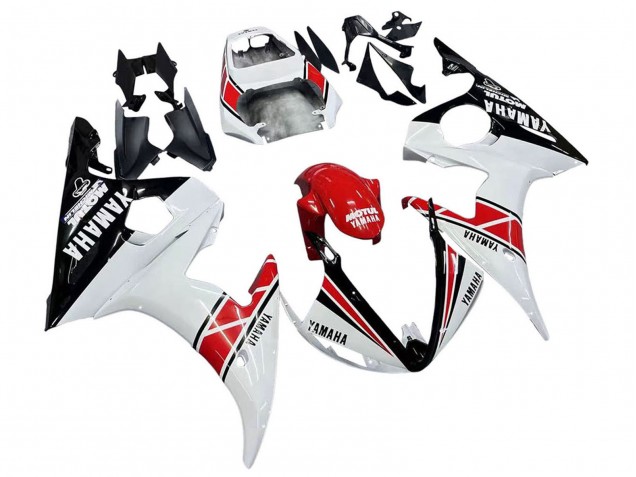 2003-2004 Yamaha YZF R6 Motorcycle Fairings - White Red Glossy Black Motul Canada for Sale