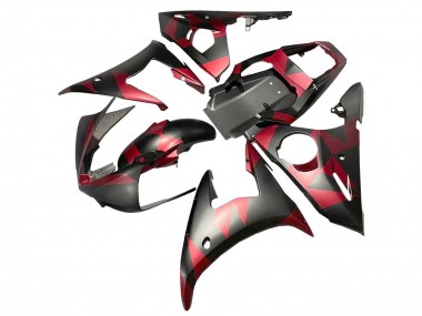 2005 Yamaha YZF 600 R6 Motorcycle Fairings - Matte Black Red Geometric Canada for Sale