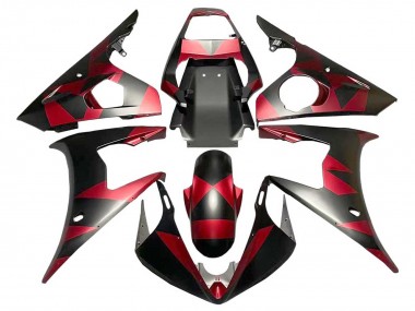 2005 Yamaha YZF 600 R6 Motorcycle Fairings - Matte Black Red Geometric Canada for Sale