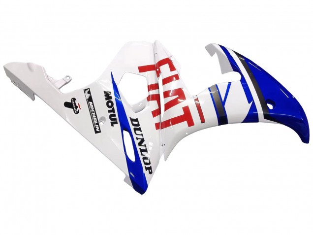 2005 Yamaha YZF 600 R6 Motorcycle Fairings - White Blue Dunlop Fiat Motul Canada for Sale