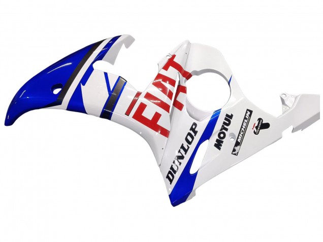 2005 Yamaha YZF 600 R6 Motorcycle Fairings - White Blue Dunlop Fiat Motul Canada for Sale