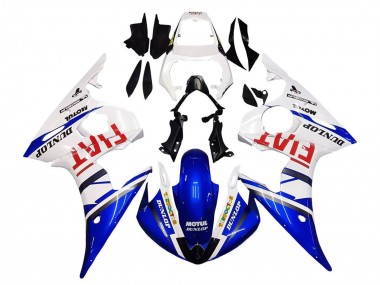 2005 Yamaha YZF 600 R6 Motorcycle Fairings - White Blue Dunlop Fiat Motul Canada for Sale