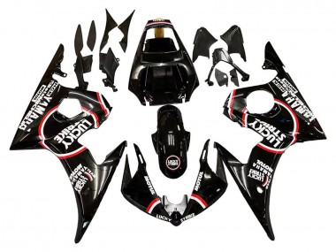 2005 Yamaha YZF 600 R6 Motorcycle Fairings - Glossy Black White Lucky Strike Motul Canada for Sale