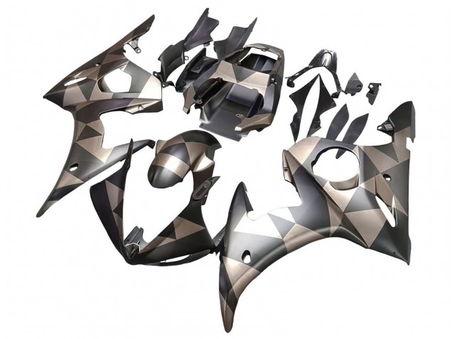 2005 Yamaha YZF 600 R6 Motorcycle Fairings - Matte Black Grey Geometric Canada for Sale