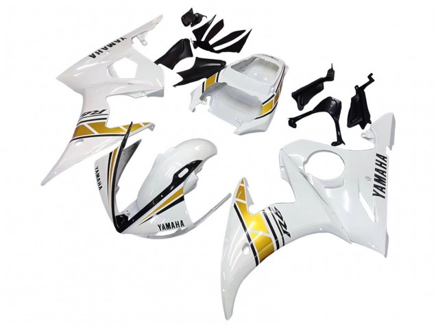 2005 Yamaha YZF 600 R6 Motorcycle Fairings - White Gold Black Canada for Sale