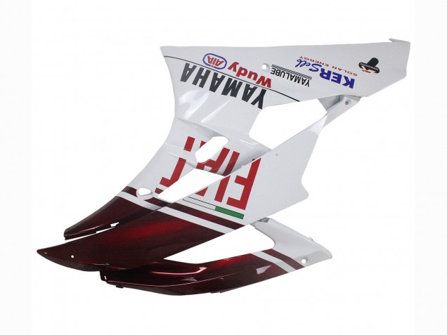 2006-2007 Yamaha YZF 600 R6 Motorcycle Fairings - White Maroon Red Fiat Acer Yamalube Canada for Sale