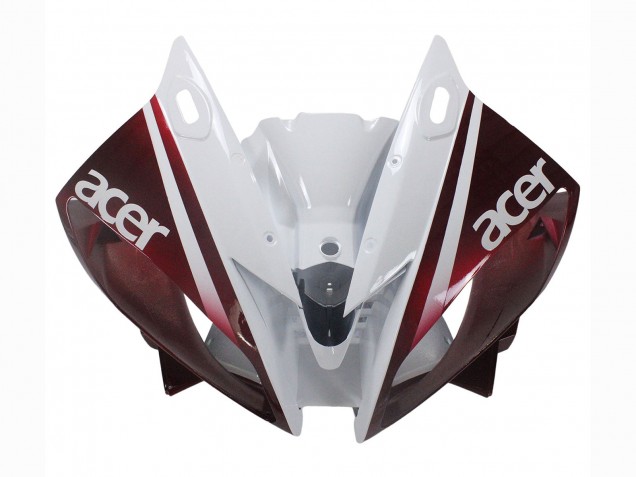 2006-2007 Yamaha YZF 600 R6 Motorcycle Fairings - White Maroon Red Fiat Acer Yamalube Canada for Sale