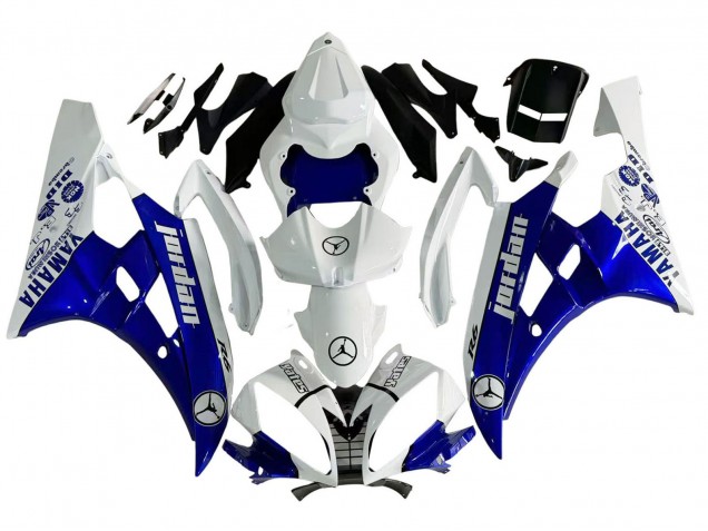 2006-2007 Yamaha YZF 600 R6 Motorcycle Fairings - White Blue Jordan Canada for Sale