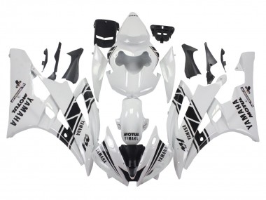2006-2007 Yamaha YZF 600 R6 Motorcycle Fairings - White Glossy Black Motul Michelin Canada for Sale
