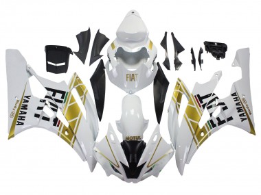 2006-2007 Yamaha YZF 600 R6 Motorcycle Fairings - White Gold Black Fiat Canada for Sale