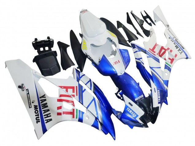 2006-2007 Yamaha YZF 600 R6 Motorcycle Fairings - White Blue Red Fiat Motul Michelin Canada for Sale