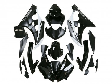 2006-2007 Yamaha YZF 600 R6 Motorcycle Fairings - Glossy Black Matte Black White Motul Michelin Canada for Sale