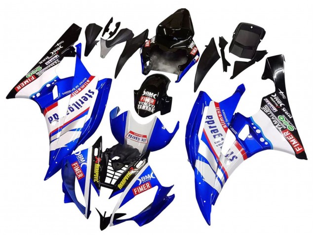 2006-2007 Yamaha YZF 600 R6 Motorcycle Fairings - White Blue Black Fimer Volvo Yamalube Sterilgarda Canada for Sale