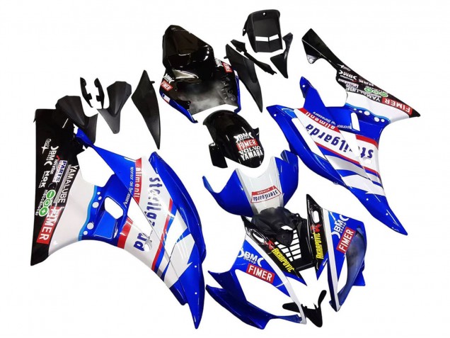 2006-2007 Yamaha YZF 600 R6 Motorcycle Fairings - White Blue Black Fimer Volvo Yamalube Sterilgarda Canada for Sale