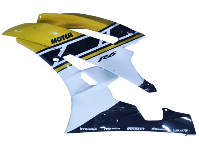 2006-2007 Yamaha YZF 600 R6 Motorcycle Fairings - Yellow White Glossy Black Motul Canada for Sale