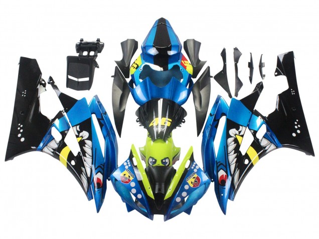 2006-2007 Yamaha YZF 600 R6 Motorcycle Fairings - Blue Neon Green Black Shark Canada for Sale