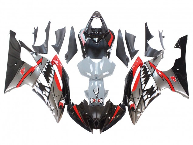 2008-2016 Yamaha YZF 600 R6 Motorcycle Fairings - Silver Black Red Shark 4 Canada for Sale