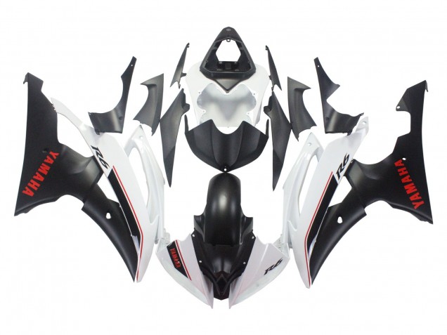 2008-2016 Yamaha YZF 600 R6 Motorcycle Fairings - White Matte Black Red Decals Canada for Sale