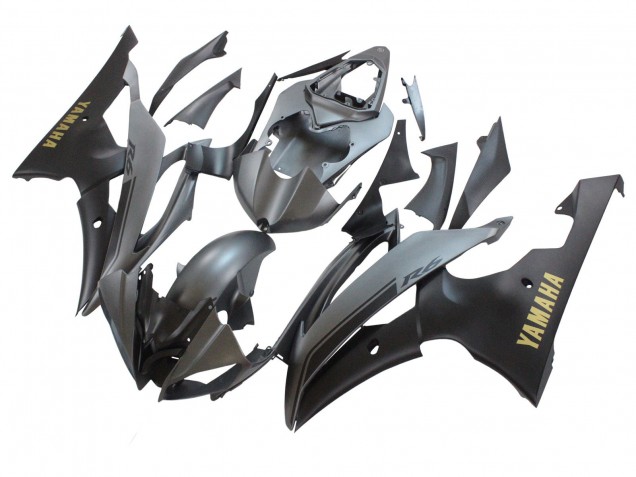 2008-2016 Yamaha YZF 600 R6 Motorcycle Fairings - Grey Matte Black Gold Decals Canada for Sale