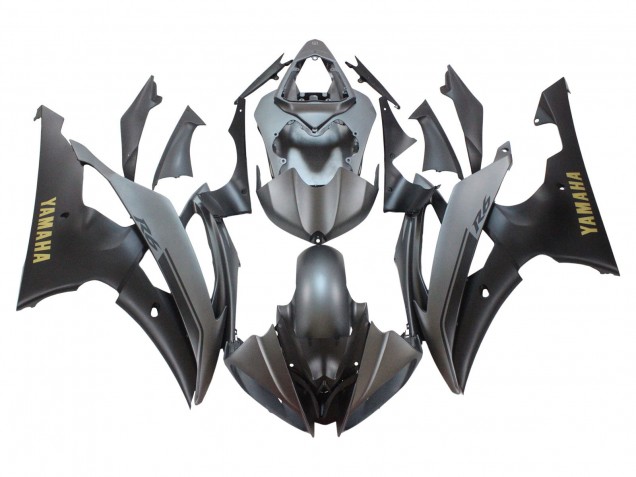 2008-2016 Yamaha YZF 600 R6 Motorcycle Fairings - Grey Matte Black Gold Decals Canada for Sale
