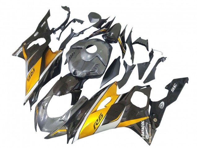 2017-2023 Yamaha YZF 600 R6 Motorcycle Fairings - Gold Black Carbon Fiber Canada for Sale
