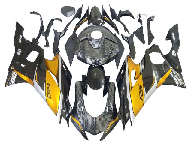 2017-2023 Yamaha YZF 600 R6 Motorcycle Fairings - Gold Black Carbon Fiber Canada for Sale