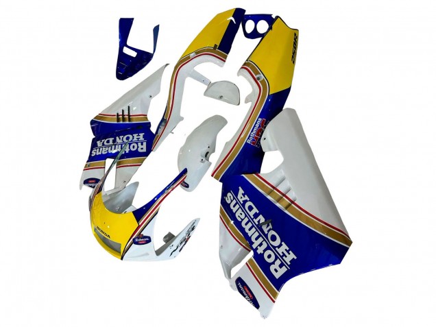 1994-1996 Honda NSR250 Motorcycle Fairings - White Blue Yellow Gold Rothmans Canada for Sale