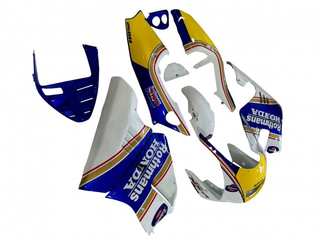 1994-1996 Honda NSR250 Motorcycle Fairings - White Blue Yellow Gold Rothmans Canada for Sale