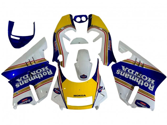 1994-1996 Honda NSR250 Motorcycle Fairings - White Blue Yellow Gold Rothmans Canada for Sale