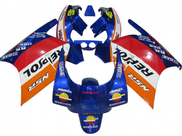 1988-1989 Honda NSR250R Motorcycle Fairings - Orange White Red Blue Repsol Canada for Sale